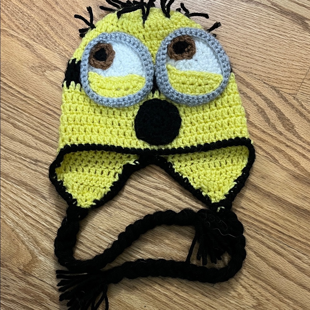 Yellow and Black Crochet Character Hat